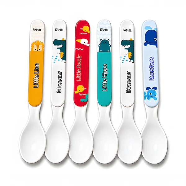 6 Pcs Cute Animal Kids Spoon Set (14cm) – Lightweight Toddler Cutlery Set for Feeding & Training