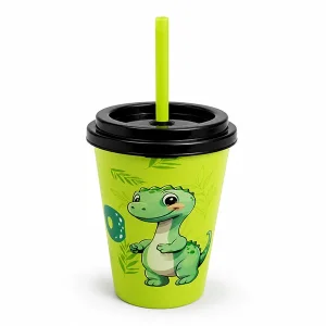 Kids Straw Tumbler Cup with Lid (13x9 cm) – Safe & Durable Reusable Cute Cartoon Drinking Sipper Cup for Toddlers