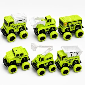 6 In 1 Mini Pull Back Climbing Car Toy Set for Kids – Big Wheel Off-Road Construction & Rescue Vehicles (Ages 3+)