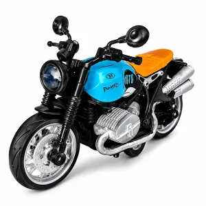 Mini Vintage Cafe Racer Toy Heavy Bike – Power MOTO 31 Classic Motorbike Toy with Dual Exhaust & Side Mirrors for Kids