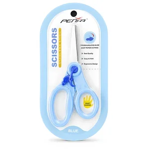 PENKA Stainless Steel Ergonomic Craft Scissors for Kids – Safety Spring-Assist Paper Cutting Scissors (Right Handed)