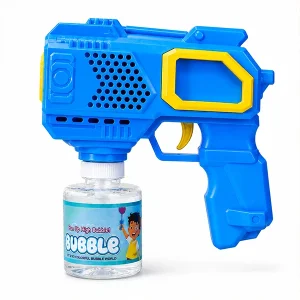 Automatic Electric Bubble Gun Toy for Kids – High-Volume Bubble Maker Machine Blaster Gun with Solution Bottle (Blue & Yellow)