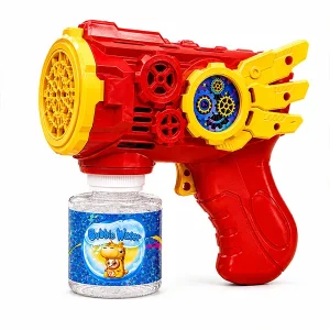 Automatic Electric Bubble Gun Toy for Kids – High-Volume Bubble Maker Machine Blaster Gun with Solution Bottle (Red)