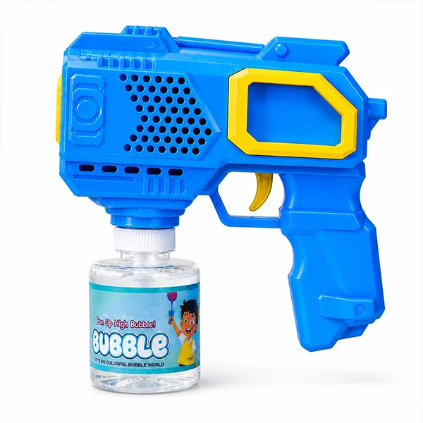 Automatic Electric Bubble Gun Toy for Kids – High-Volume Bubble Maker Machine Blaster Gun with Solution Bottle (Blue & Yellow)