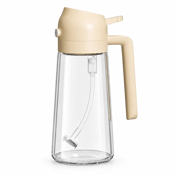 Automatic Flip Lid Glass Oil Dispenser Bottle with Handle – Leak-Proof Cooking Oil & Sauce Container for Kitchen