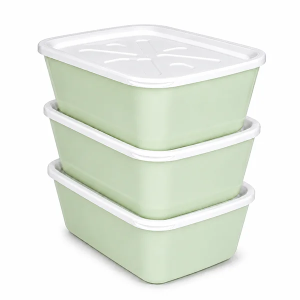 Bisan 3-Piece Plastic Food Storage Containers with Lids – Airtight Freezer Safe Box Set (18.5 x 13 x 6 cm)