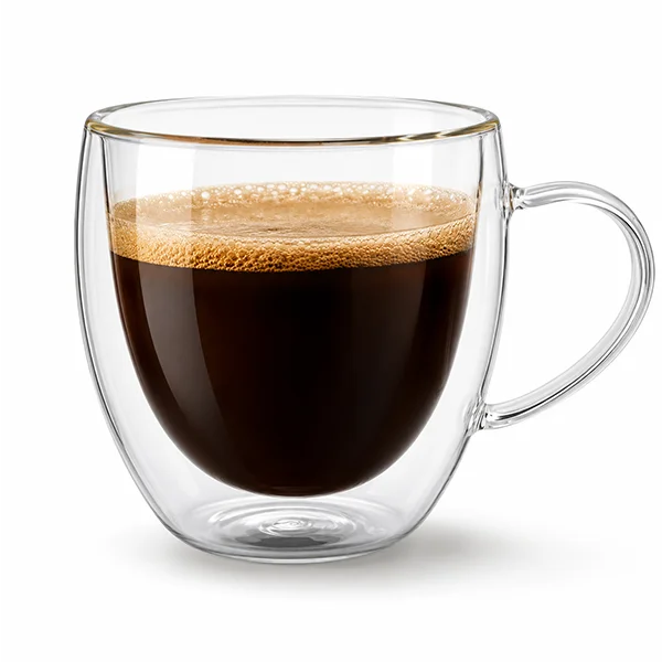 Double Wall Glass Coffee Mug with Handle – Heat Resistant Clear Borosilicate Thermal Tea Cup