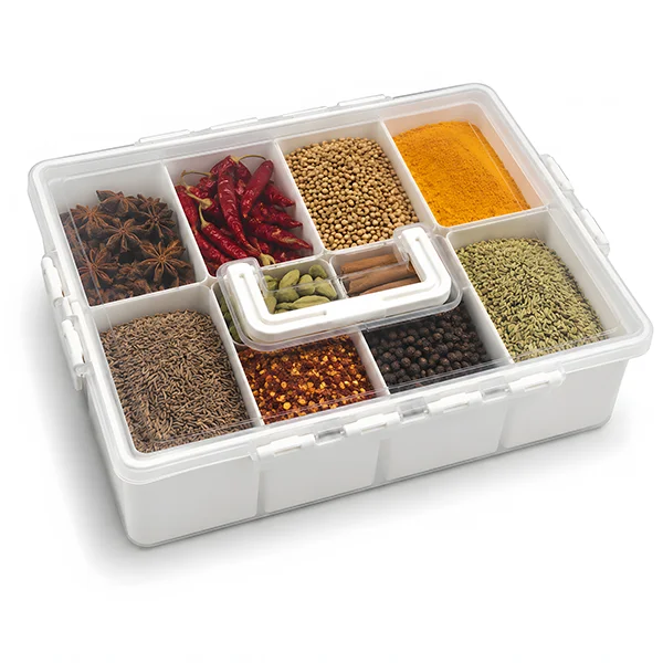 8 Compartment Clear Plastic Storage Organizer Box with Handle & Latch Locks (12" x 9" x 3.5")