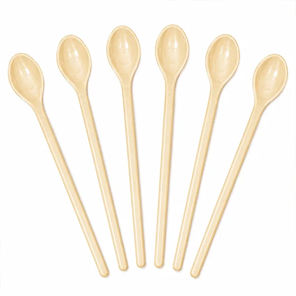 6 Pcs Long Handle Plastic Spoons Set (18cm x 2cm) – Reusable Small Dessert, Tea & Spice Spoons Bundle