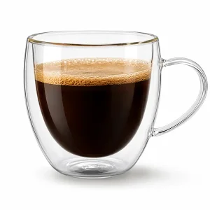 Double Wall Glass Coffee Mug with Handle – Heat Resistant Clear Borosilicate Thermal Tea Cup