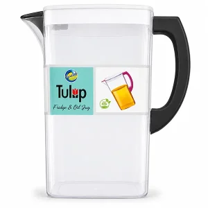Large Clear Plastic Water Jug with Lid & Handle - BPA Free Beverage & Juice Pitcher for Dining Table