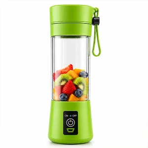 Portable Blender Juicer 380ml – 6 Spiral Stainless Steel Blades USB Rechargeable Mini Juicer Bottle with 2000mAh Battery & Carrying Strap